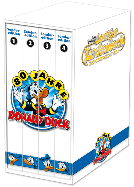 LTB Sonderedition 80 Jahre Donald Duck Nr. 1 - 4 + Sammelbox